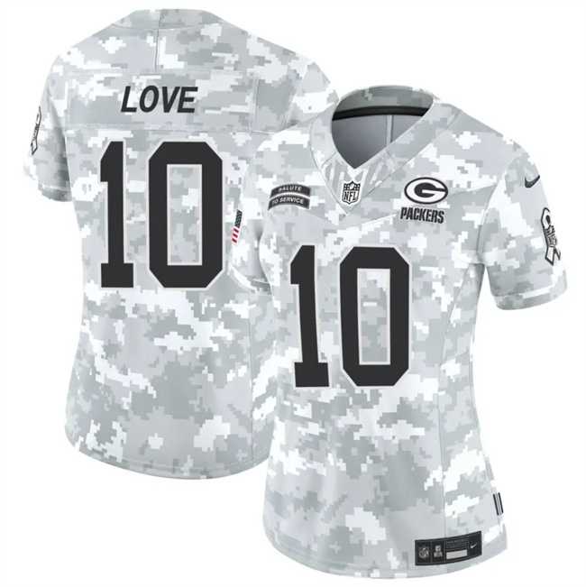 Womens Green Bay Packers #10 Jordan Love 2024 F.U.S.E Arctic Camo Salute To Service Limited Stitched Jersey Dzhi